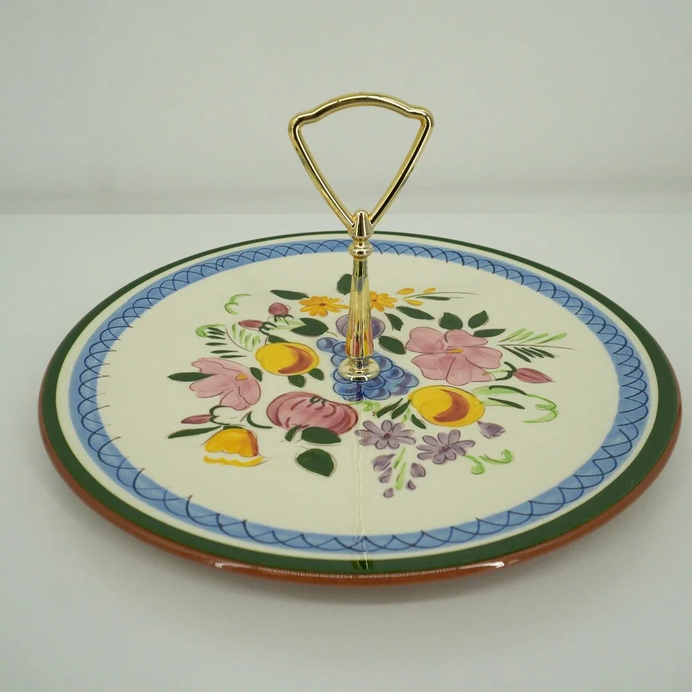 Stangl Tidbit Tray Serving Plate 10in Multicolor Fruit and Flowers Vintage MCM